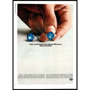 1965 Union Carbide Engineered Sapphire Vintage Print Ad Jewelry Ring Wall Art